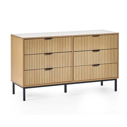 Sia Wide Wooden Chest Of 6 Drawers In Oak