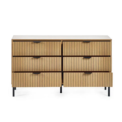 Sia Wide Wooden Chest Of 6 Drawers In Oak