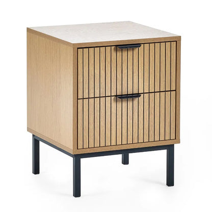 Sia Wooden Bedside Cabinet With 2 Drawers In Oak