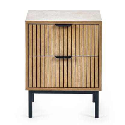 Sia Wooden Bedside Cabinet With 2 Drawers In Oak
