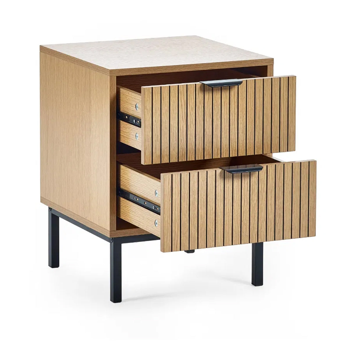 Sia Wooden Bedside Cabinet With 2 Drawers In Oak