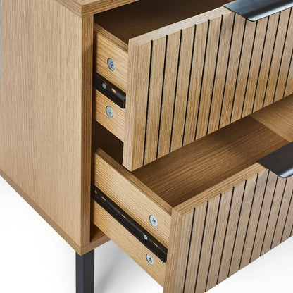 Sia Wooden Bedside Cabinet With 2 Drawers In Oak