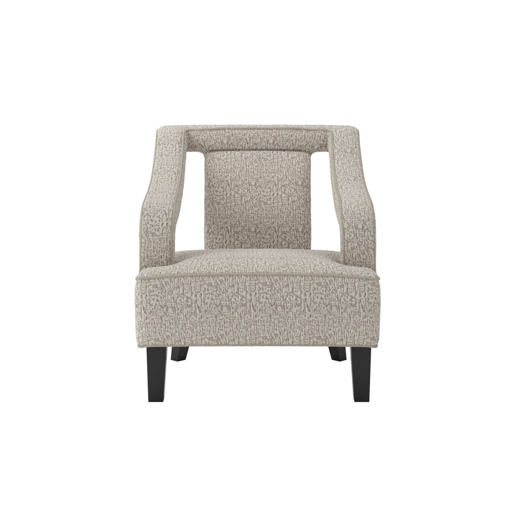 Sofia Textured Fabric Armchair In Beige With Matte Black Legs