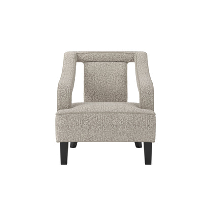 Sofia Textured Fabric Armchair In Beige With Matte Black Legs