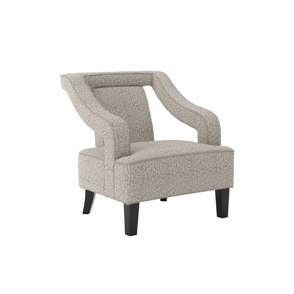 Sofia Textured Fabric Armchair In Beige With Matte Black Legs