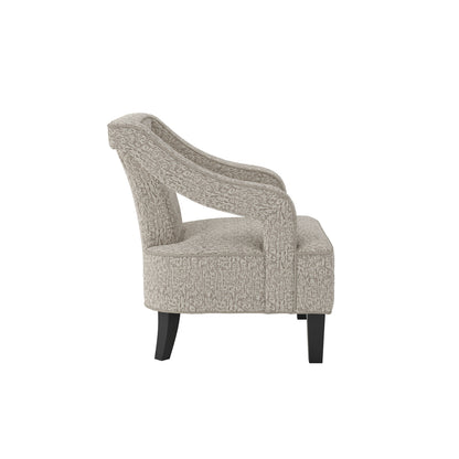 Sofia Textured Fabric Armchair In Beige With Matte Black Legs