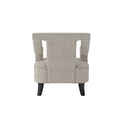Sofia Textured Fabric Armchair In Beige With Matte Black Legs