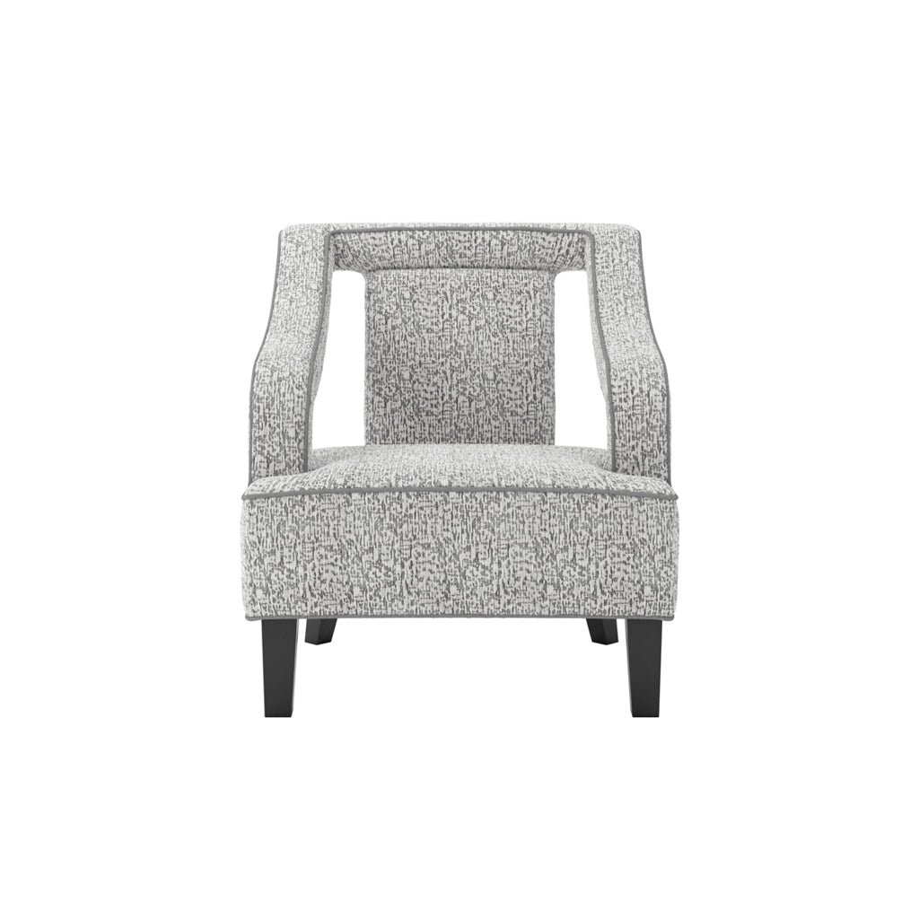 Sofia Textured Fabric Armchair In Elephant With Matte Black Legs