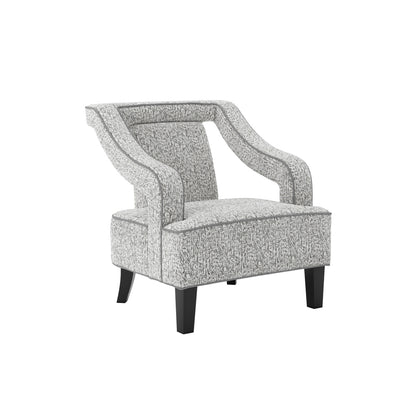Sofia Textured Fabric Armchair In Elephant With Matte Black Legs