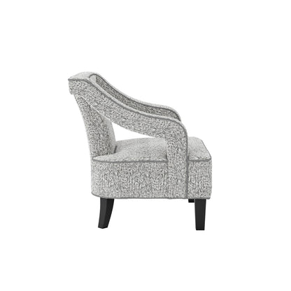Sofia Textured Fabric Armchair In Elephant With Matte Black Legs
