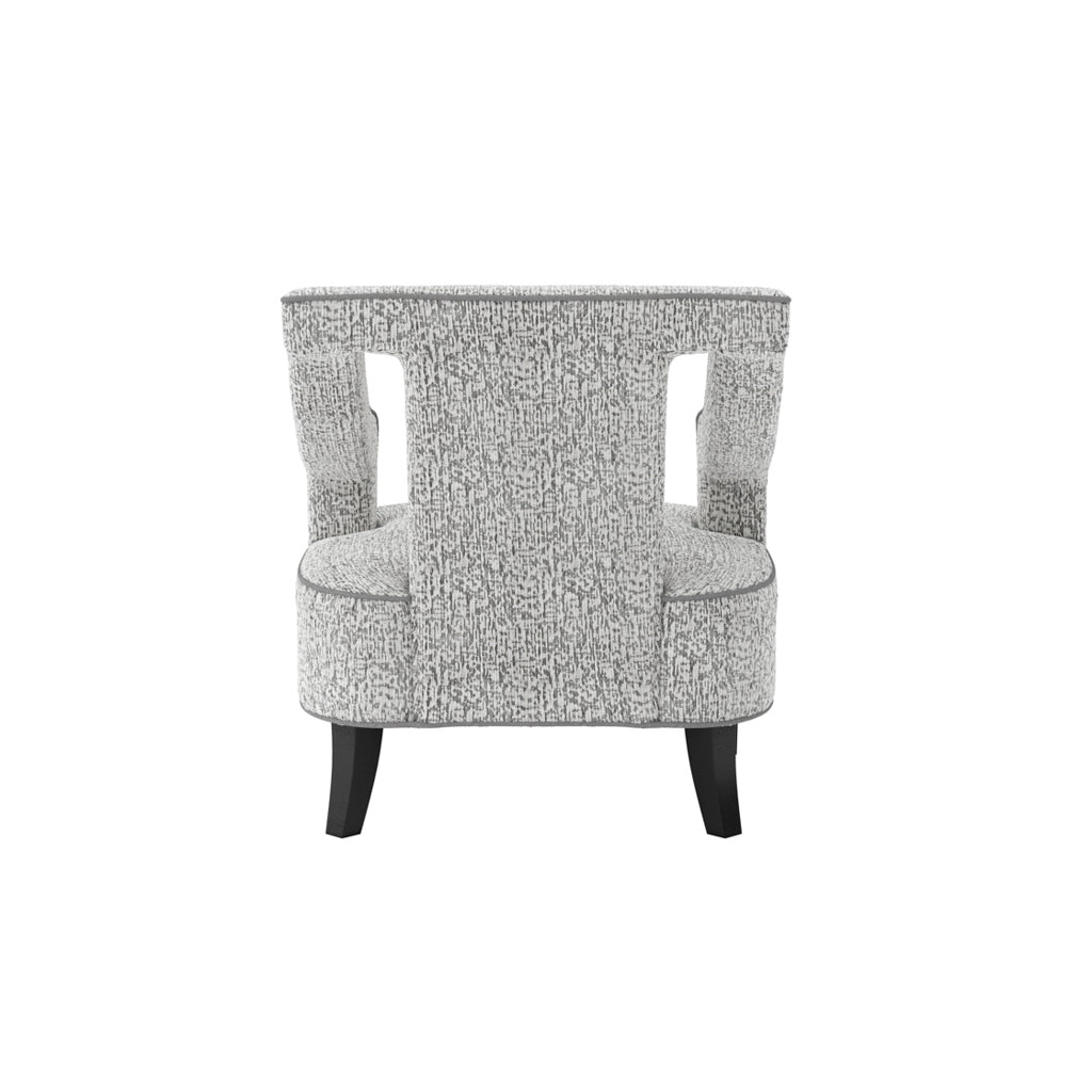 Sofia Textured Fabric Armchair In Elephant With Matte Black Legs