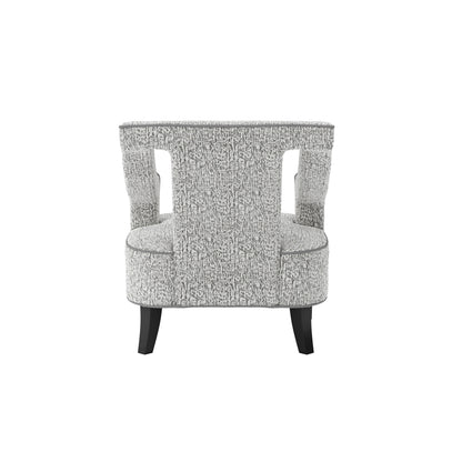 Sofia Textured Fabric Armchair In Elephant With Matte Black Legs