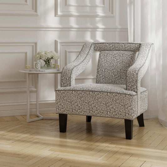 Sofia Textured Fabric Armchair In Elephant With Matte Black Legs