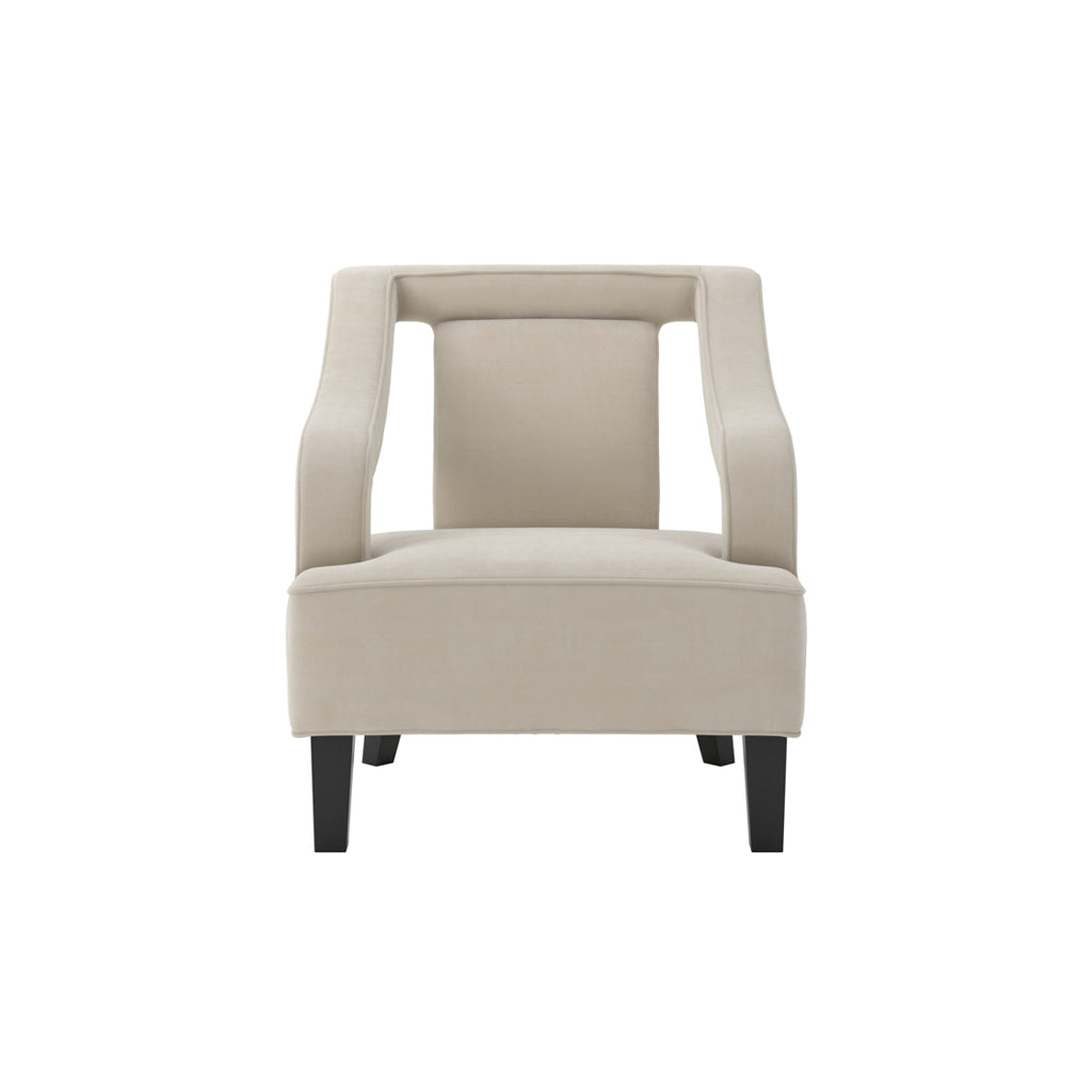 Sofia Velvet Armchair In Ivory With Matte Black Legs