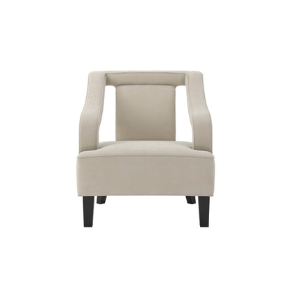 Sofia Velvet Armchair In Ivory With Matte Black Legs