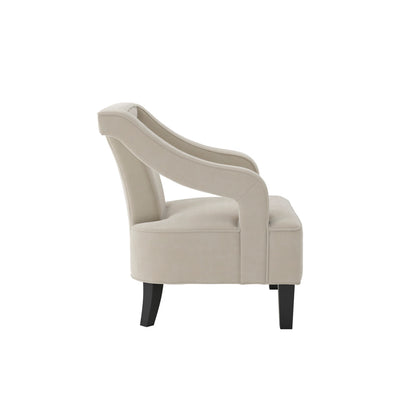 Sofia Velvet Armchair In Ivory With Matte Black Legs