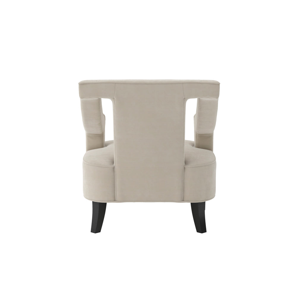 Sofia Velvet Armchair In Ivory With Matte Black Legs
