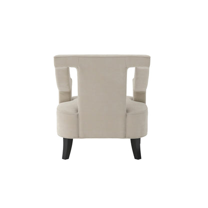 Sofia Velvet Armchair In Ivory With Matte Black Legs