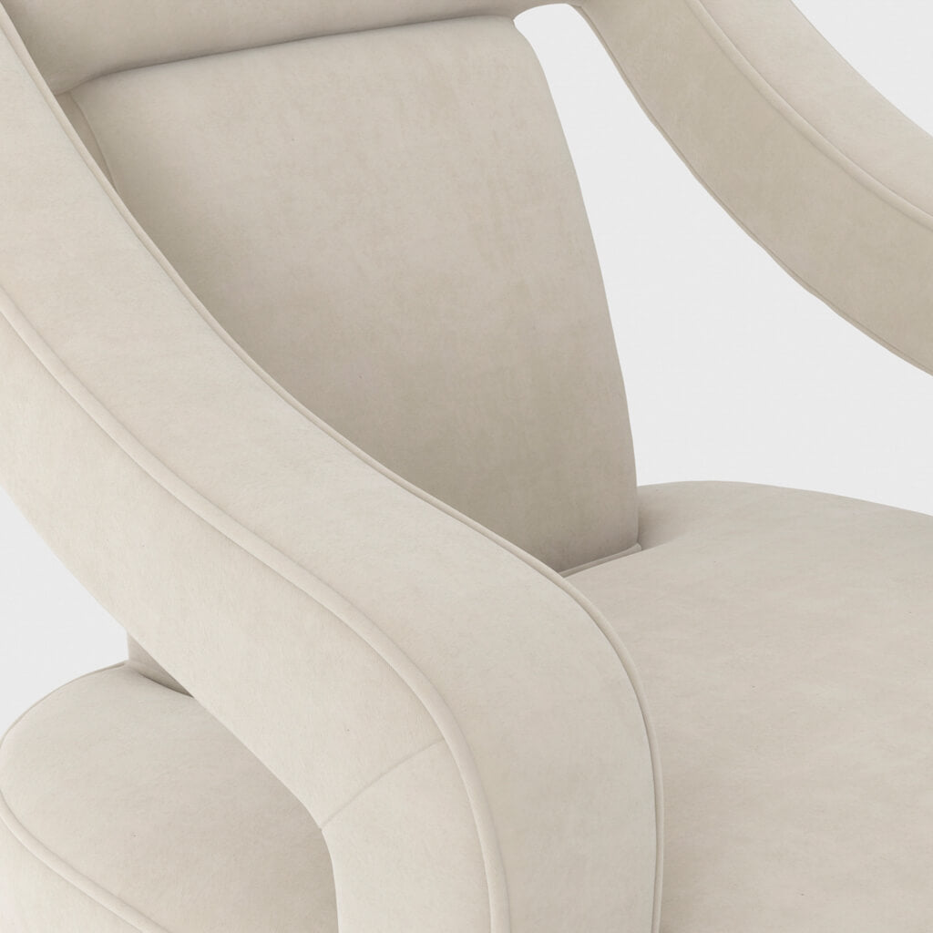 Sofia Velvet Armchair In Ivory With Matte Black Legs