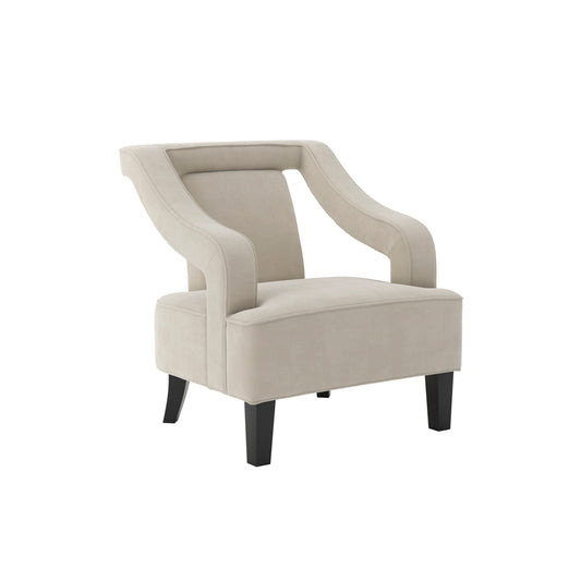 Sofia Velvet Armchair In Ivory With Matte Black Legs
