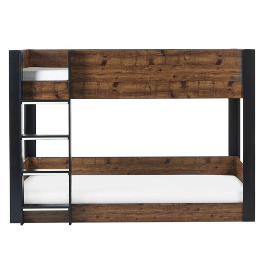 Solomon Wooden Bunk Bed In Rustic And Black