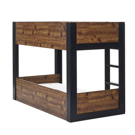 Solomon Wooden Bunk Bed In Rustic And Black