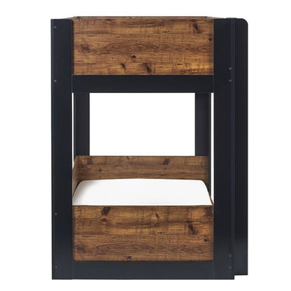Solomon Wooden Bunk Bed In Rustic And Black