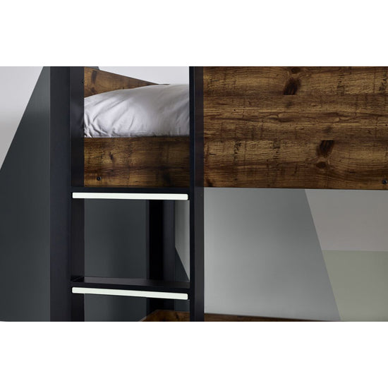 Solomon Wooden Bunk Bed In Rustic And Black
