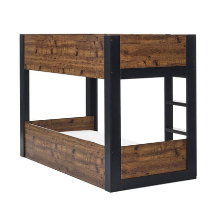 Solomon Wooden Bunk Bed In Rustic And Black