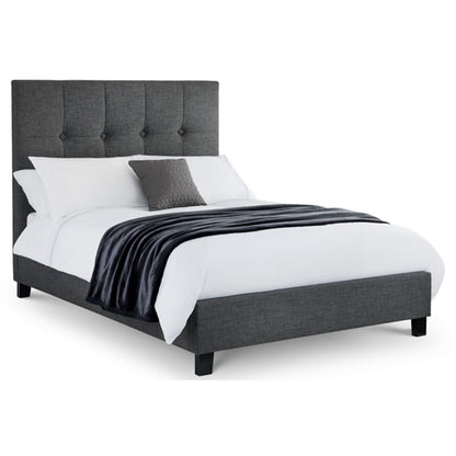 Sorrento Linen Fabric High Headboard Super King Size Bed In Slate Grey