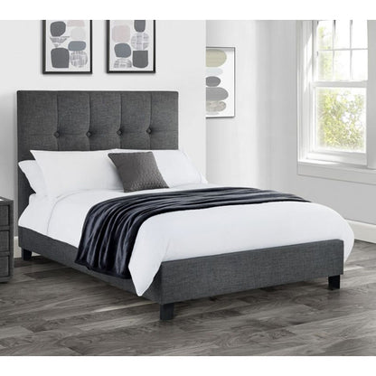 Sorrento Linen Fabric High Headboard Super King Size Bed In Slate Grey