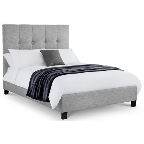 Sorrento Linen Fabric High Headboard Super King Size Bed In Light Grey