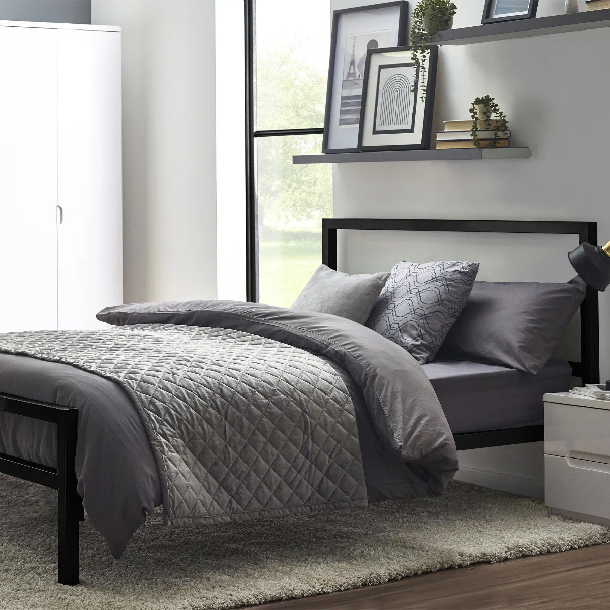 Soto Metal Small Double Bed In Satin Black