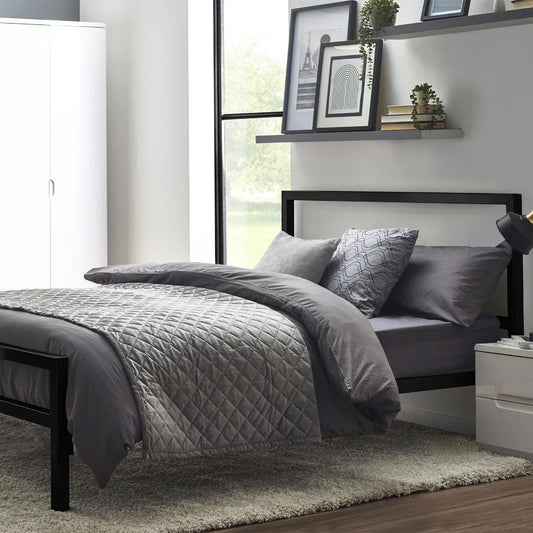 Soto Metal Small Double Bed In Satin Black
