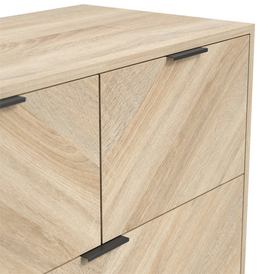 Stockholm Chevron Wooden Chest Of 4 Drawers In Sonoma Oak