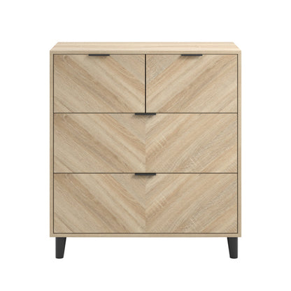 Stockholm Chevron Wooden Chest Of 4 Drawers In Sonoma Oak
