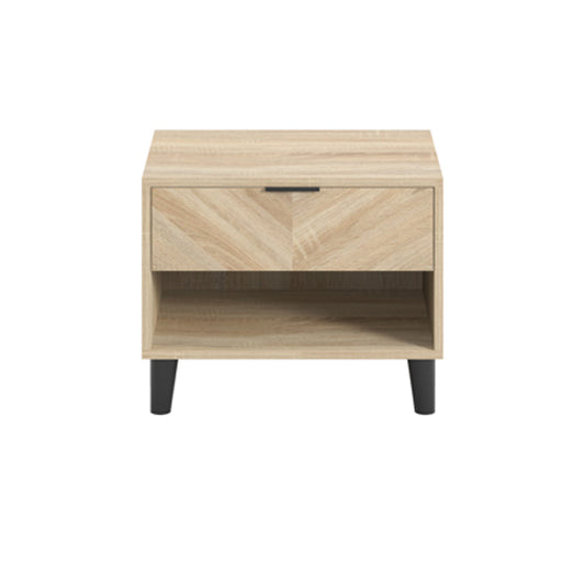 Stockholm Chevron Wooden Bedside Cabinet With 1 Drawer In Sonoma Oak