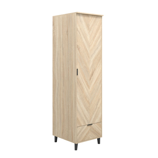 Stockholm Chevron Wooden Wardrobe With 1 Door In Sonoma Oak