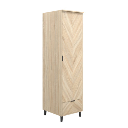 Stockholm Chevron Wooden Wardrobe With 1 Door In Sonoma Oak