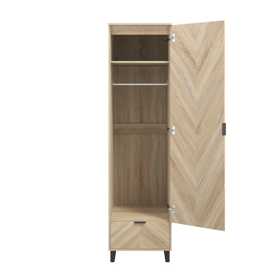 Stockholm Chevron Wooden Wardrobe With 1 Door In Sonoma Oak