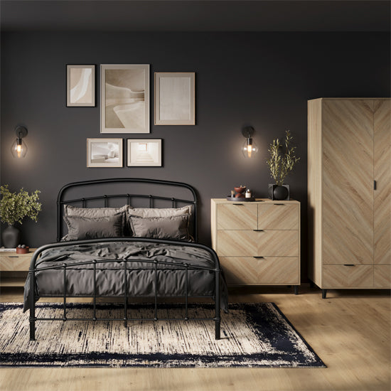 Stockholm Chevron Wooden Wardrobe With 1 Door In Sonoma Oak