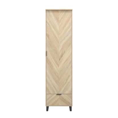 Stockholm Chevron Wooden Wardrobe With 1 Door In Sonoma Oak