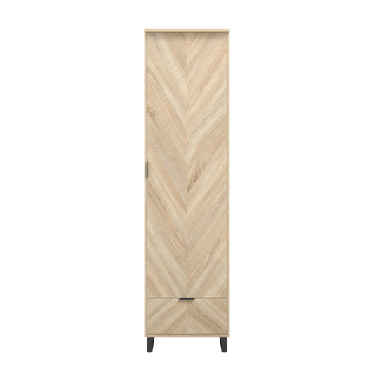 Stockholm Chevron Wooden Wardrobe With 1 Door In Sonoma Oak