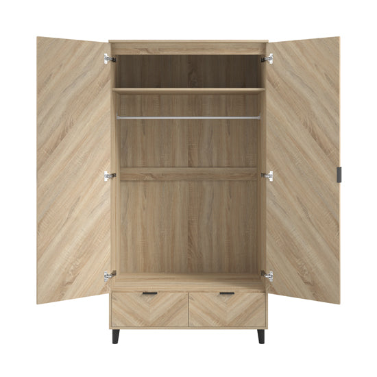 Stockholm Chevron Wooden Wardrobe With 2 Doors In Sonoma Oak