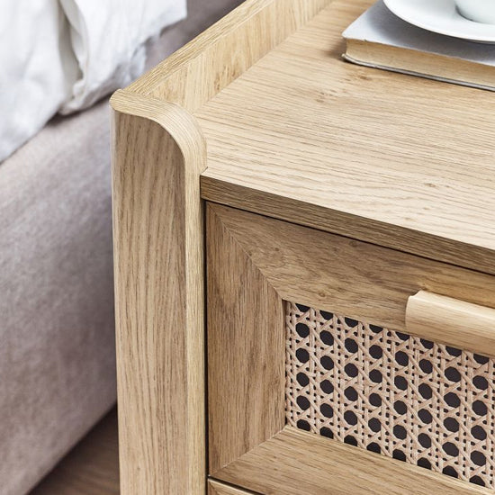 Sydney Wooden Bedside Cabinet With 2 Drawers In Oak