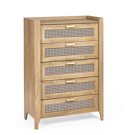 Sydney Wooden Chest Of 5 Drawers Tall In Oak