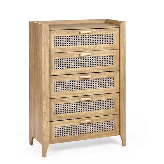 Sydney Wooden Chest Of 5 Drawers Tall In Oak