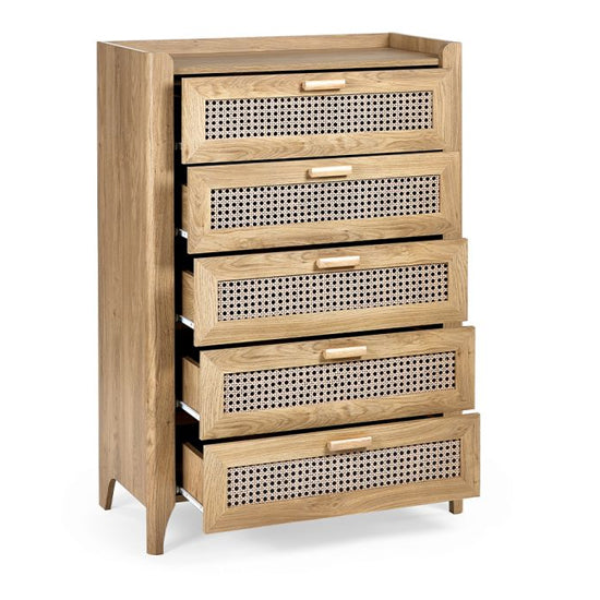 Sydney Wooden Chest Of 5 Drawers Tall In Oak