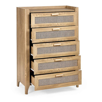 Sydney Wooden Chest Of 5 Drawers Tall In Oak