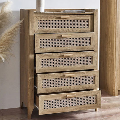Sydney Wooden Chest Of 5 Drawers Tall In Oak
